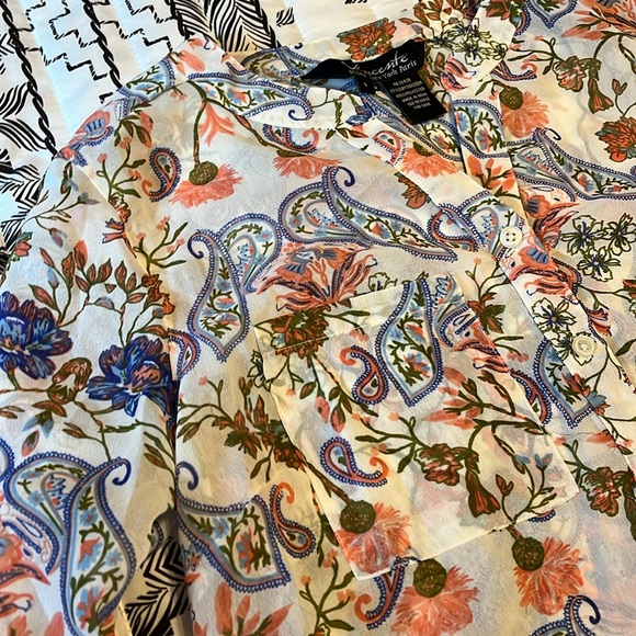 Vicente Sheer Floral Long Blouse Size S - Picture 2 of 5